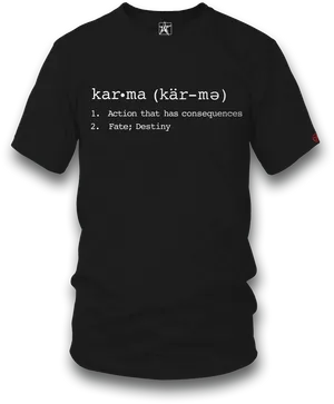 Karma Definition Black T Shirt PNG Image