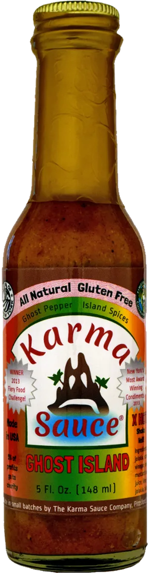 Karma Sauce Ghost Island Hot Sauce Bottle PNG Image