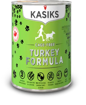 Kasiks Cage Free Turkey Dog Food Can PNG Image