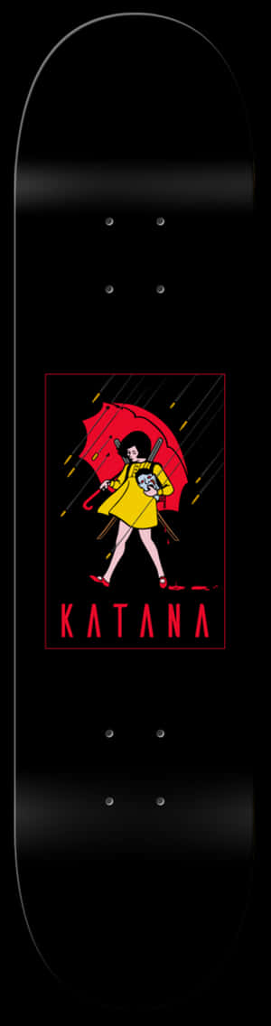 Katana Skateboard Deck Design PNG with transparent background