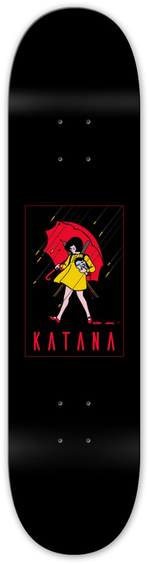 Katana Skateboard Deck Design PNG Image