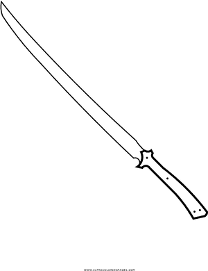 Katana Sword Line Art PNG