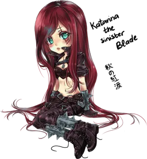 Katarina The Sinister Blade Anime Style PNG Image