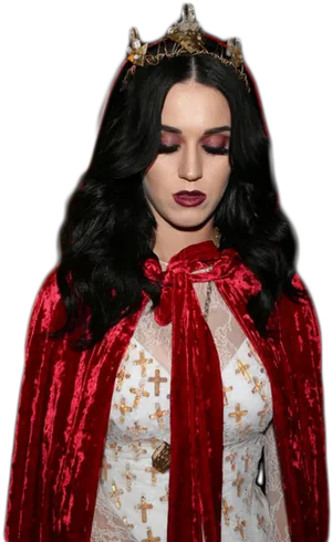 Katy Perry Red Capeand Crown PNG Image