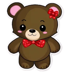 Kawaii Bear With Bow Png 3 PNG Image