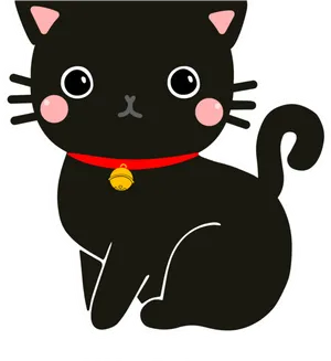 Kawaii Black Cat Cartoon PNG Image