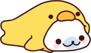 Kawaii Cartoon Seal Lying Down.png PNG Image