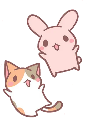 Kawaii Catand Bunny Friends.png PNG Image