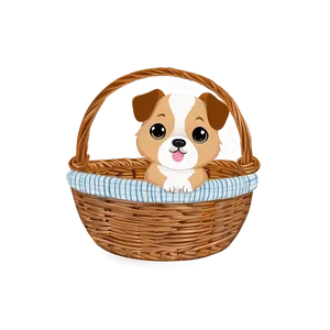 Kawaii Dog In A Basket Png Pjq77 PNG Image