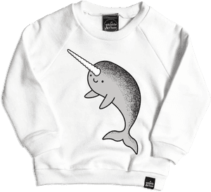 Kawaii Narwhal Sweatshirt - Flute PNG image with transparent background