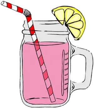 Kawaii Pink Lemonade Mason Jar PNG Image