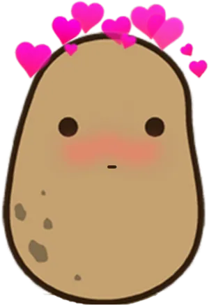 Kawaii Potatowith Hearts Blush PNG Image