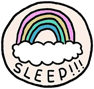 Kawaii Sleep Rainbow Cloud Sticker PNG Image