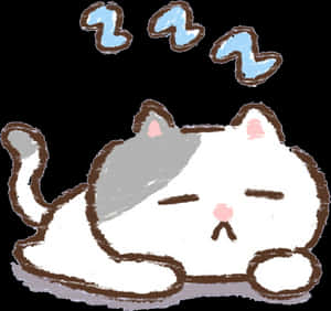 Kawaii Sleeping Cat Doodle PNG image with transparent background