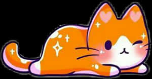 Kawaii_ Sparkling_ Orange_ Cat PNG image with transparent background