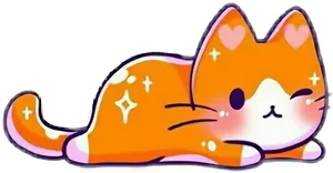 Kawaii_ Sparkling_ Orange_ Cat PNG Image