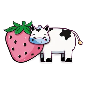 Kawaii Strawberry Cow Graphic Png Kkg14 PNG Image