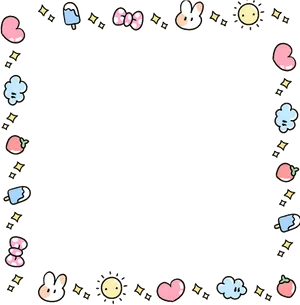 Kawaii Style Decorative Border PNG Image