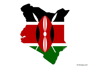 Kenya Mapand Flag Overlay PNG image with transparent background