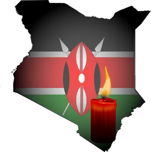 Kenya Mapwith Flagand Candle PNG Image