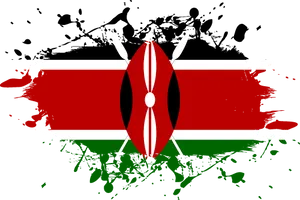 Kenyan Flag Grunge Style PNG Image