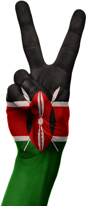 Kenyan Peace Sign Hand Painted Flag PNG image with transparent background