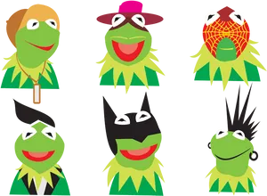 Kermit Multiple Personas Vector Art PNG Image