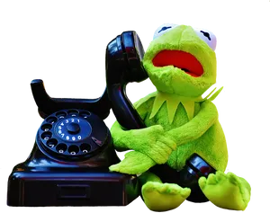 Kermit On Phone.png PNG Image