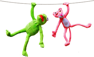 Kermit, Pink Panther, Plush Toys, Fun, Plush - Pink Panther Toy Png, Transparent Png PNG image with transparent background