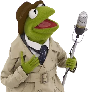 Kermitthe Frog Reporterwith Microphone PNG Image