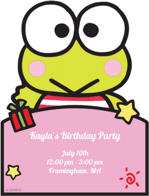 Keroppi Birthday Party Invitation PNG image with transparent background