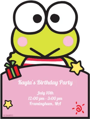 Keroppi Birthday Party Invitation PNG Image