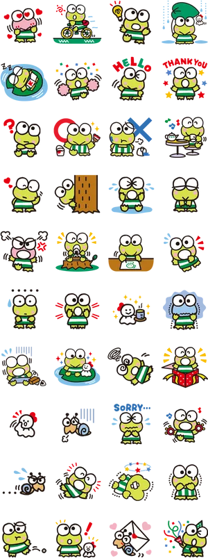 Keroppi Emoticons Collection.png PNG Image