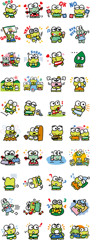 Keroppi Expressionsand Activities Compilation PNG image with transparent background