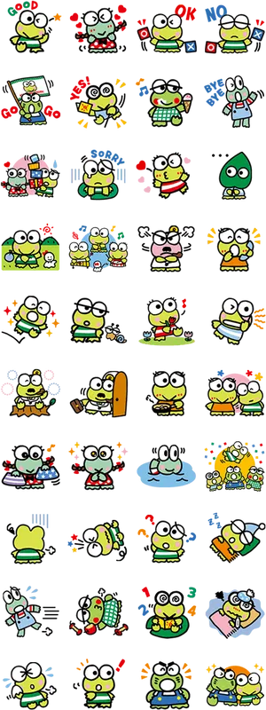 Keroppi Expressionsand Activities Compilation PNG Image