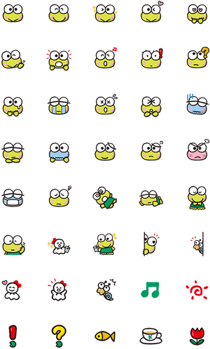 Keroppi Expressionsand Activities Icons PNG image with transparent background