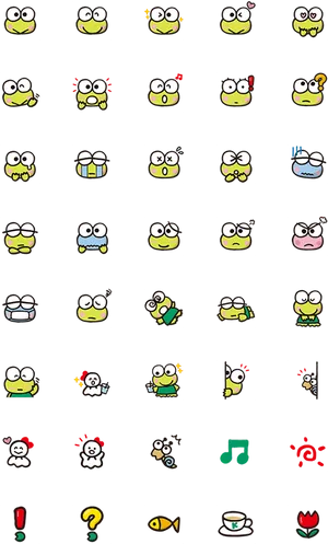 Keroppi Expressionsand Activities Icons PNG Image