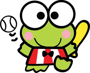 Keroppi Playing Baseball Cartoon PNG Image