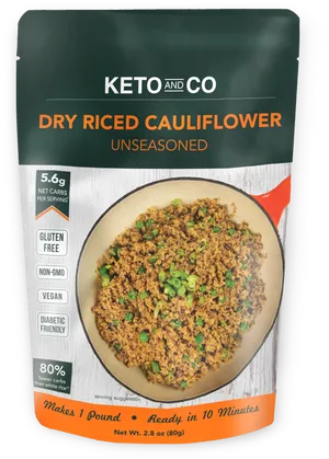 Ketoand Co Dry Riced Cauliflower Package PNG Image