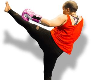 Kickboxer Performing High Kick PNG image with transparent background