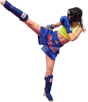 Kickboxer Performing High Kick PNG with transparent background