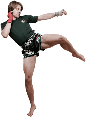 Kickboxer Performing High Kick PNG with transparent background