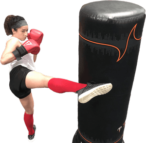 Kickboxer Practicing Roundhouse Kick PNG with transparent background