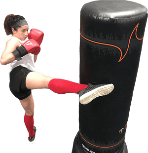 Kickboxer Practicing Roundhouse Kick PNG image with transparent background
