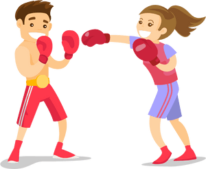 Kickboxing Training Cartoon PNG with transparent background