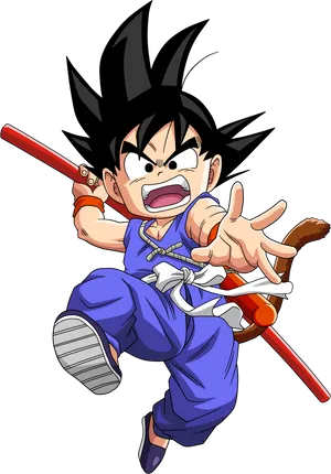 Kid Goku Action Pose.png PNG Image