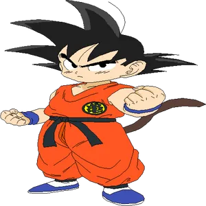 Kid Goku Readyfor Battle PNG Image