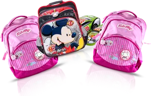 Kids Character Backpacks PNG Image