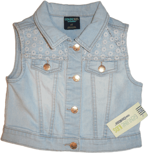 Kids Denim Vestwith Lace Detail PNG image with transparent background