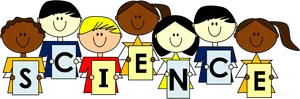 Kids Holding Science Letters PNG Image